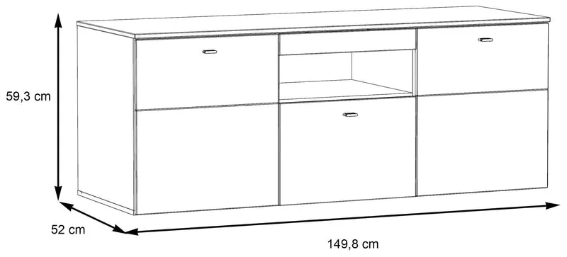 Lowboard COMO Optik: Grau / Planked Eiche mit Beleuchtung von Forte
