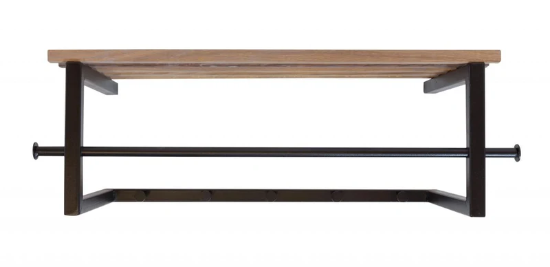 Garderobe Wandgarderobe MARCO mit Hutablage Metall Schwarz lackiert