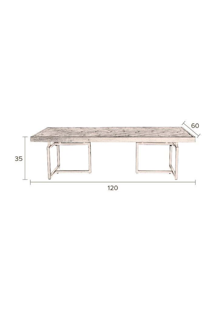 Couchtisch CLASS mit Fischgrät Platte 120 x 60 cm von DutchBone
