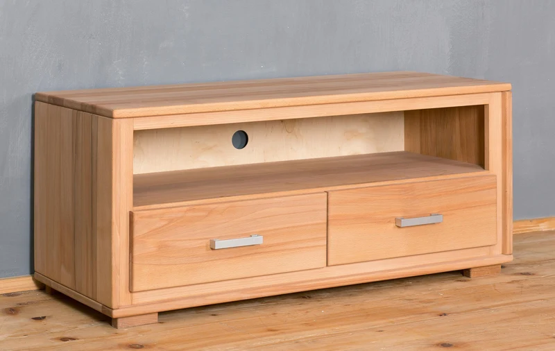 Wohnzimmerschrank Kernbuche massiv geölt, 4-teilig, Genf Set IV