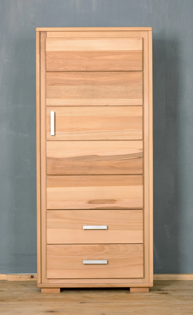Wohnzimmerschrank Kernbuche massiv geölt, 4-teilig, Genf Set IV
