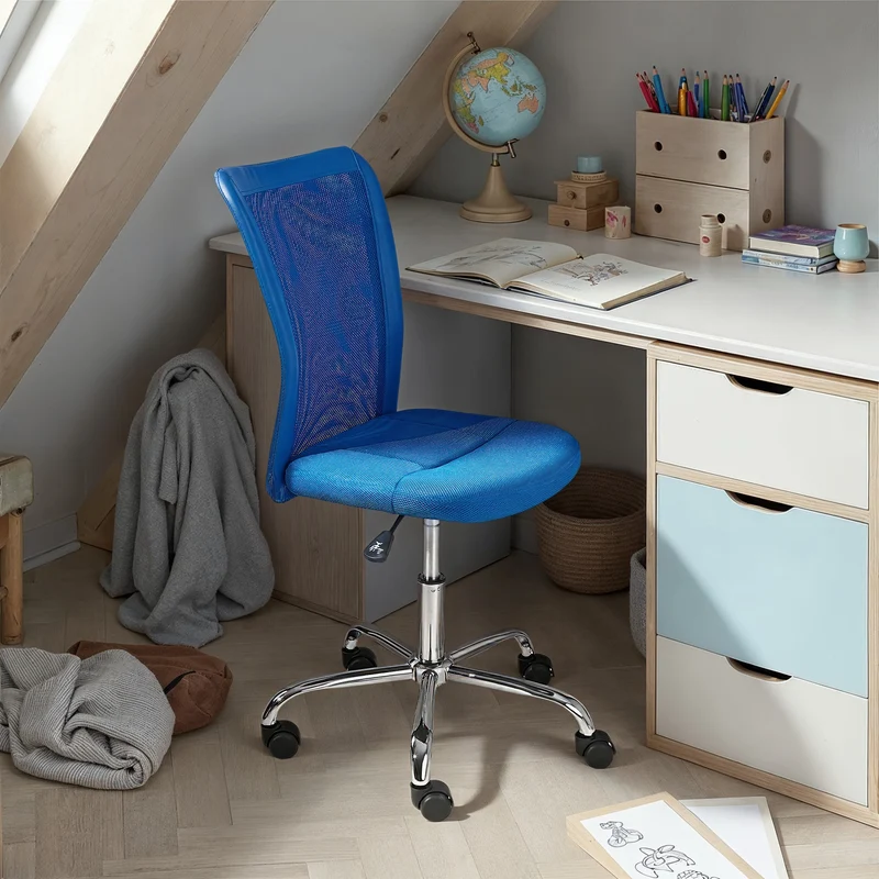 Kinderdrehstuhl BONNIE Blau, höhenverstellbar mit Fußkreuz Chrom