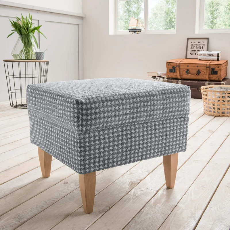 Hocker für Ohrensessel AVERSA Stoff Talento Grau