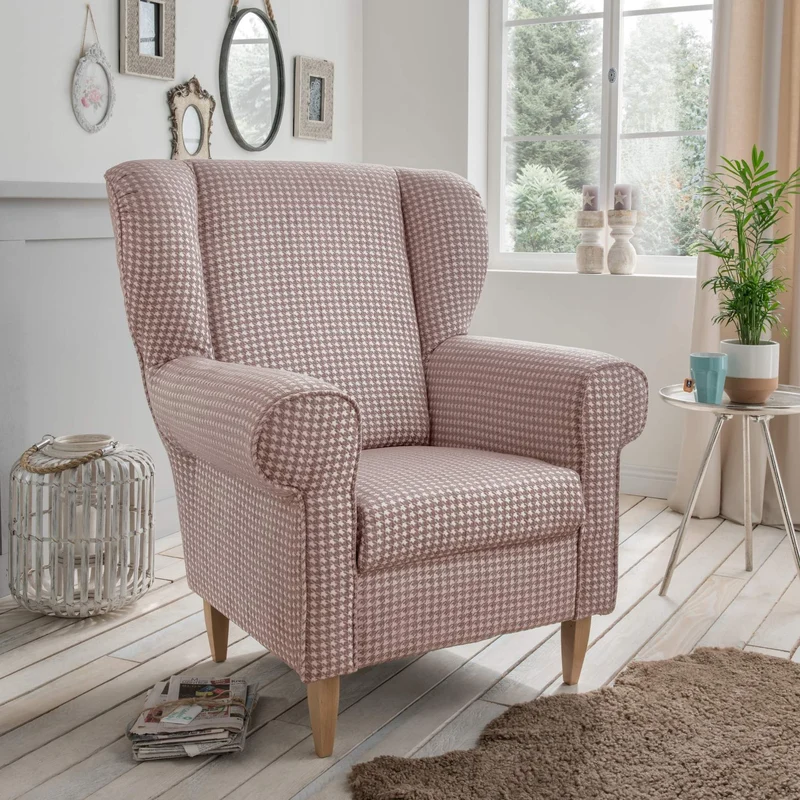 Polstersessel Ohrensessel AVERSA Stoff Talento Flamingo