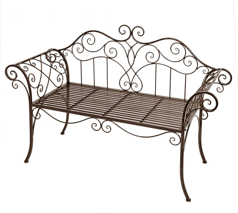 Gartenbank SELENE Metallbank 2-sitzig mit Armlehne, dunkelbraun