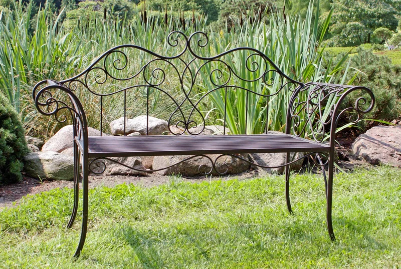 Gartenbank SELENE Metallbank 2-sitzig mit Armlehne, dunkelbraun