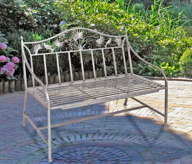 Gartenbank TALIN Metallbank 2-sitzig mit Armlehne, Metall Anthrazit