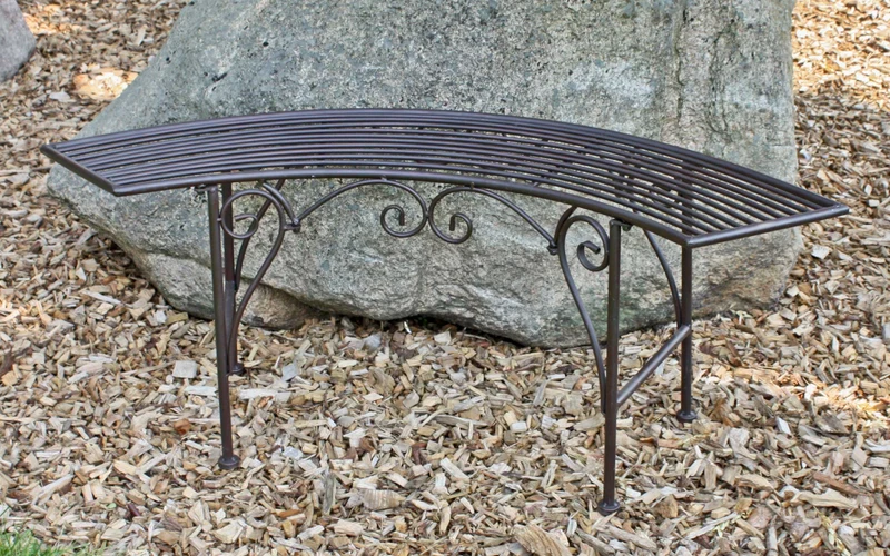 Gartenbank FUEGO, Bogenbank dunkelbraun lackiert, Rost-Optik