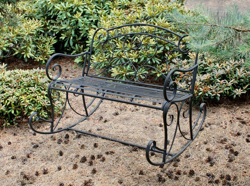 Schaukelbank DARES Gartenbank mit Armlehne, Metall schwarz