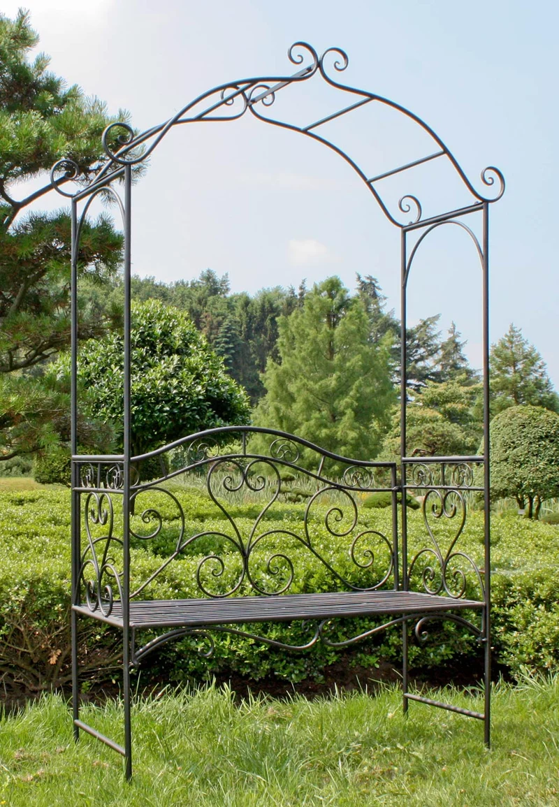 Metallbank COLIMA Gartenbank mit Rosenbogen, Metall schwarz