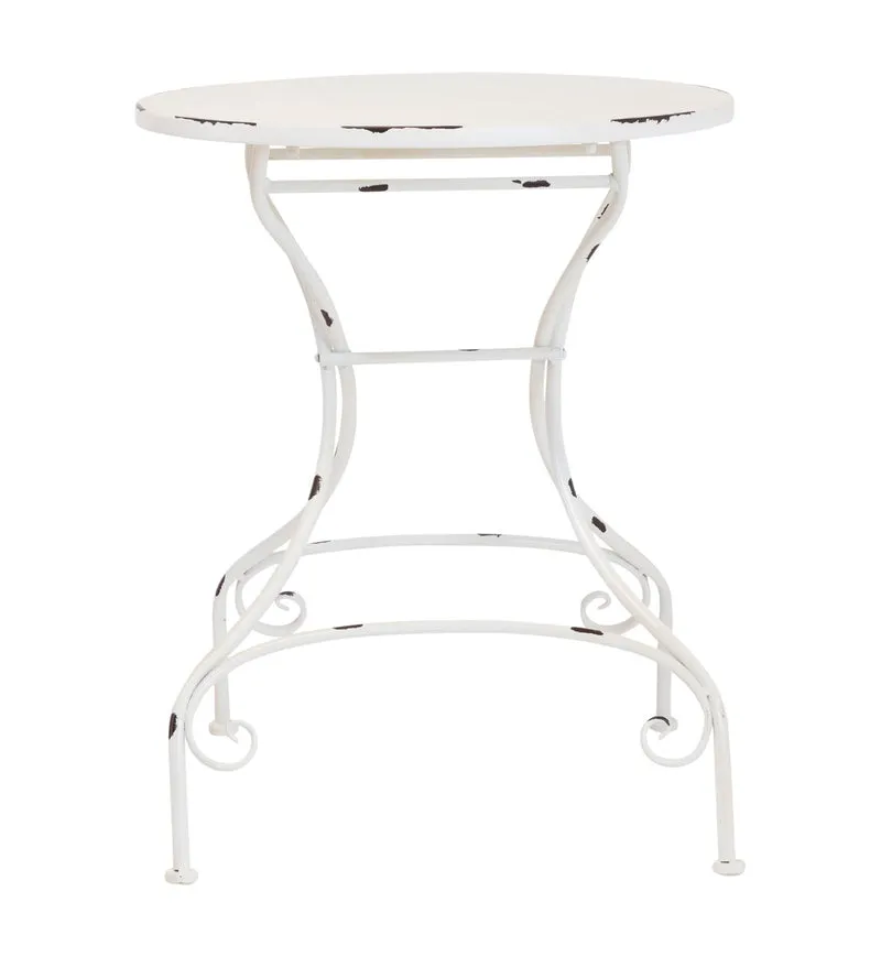 Metalltisch TARENT 60 cm rund Weiß Antik-Look