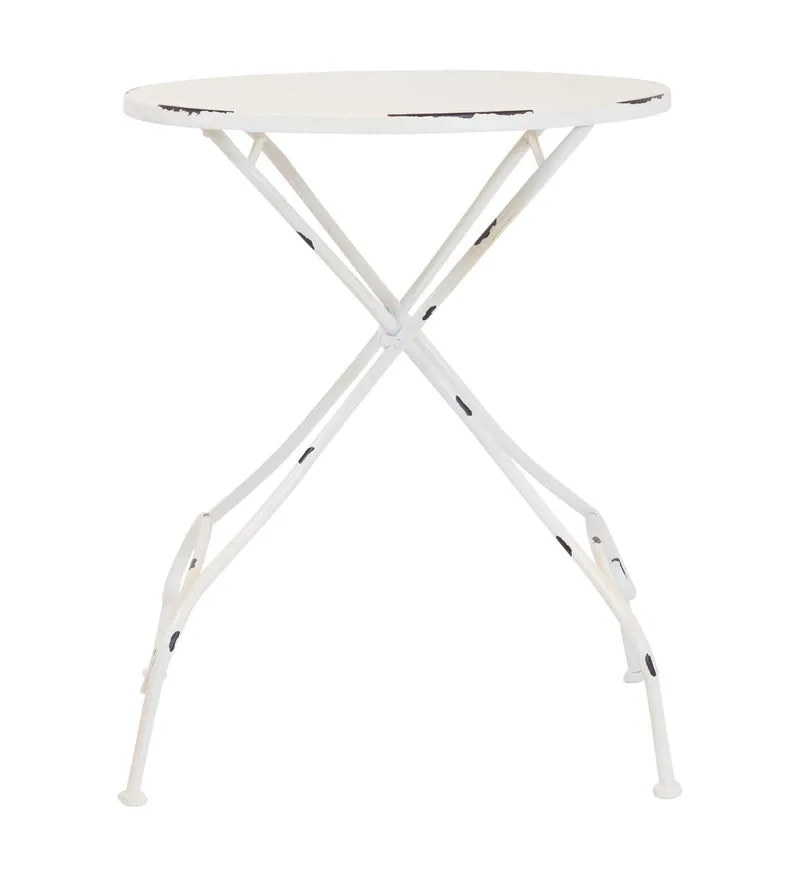 Metalltisch TARENT 60 cm rund Weiß Antik-Look