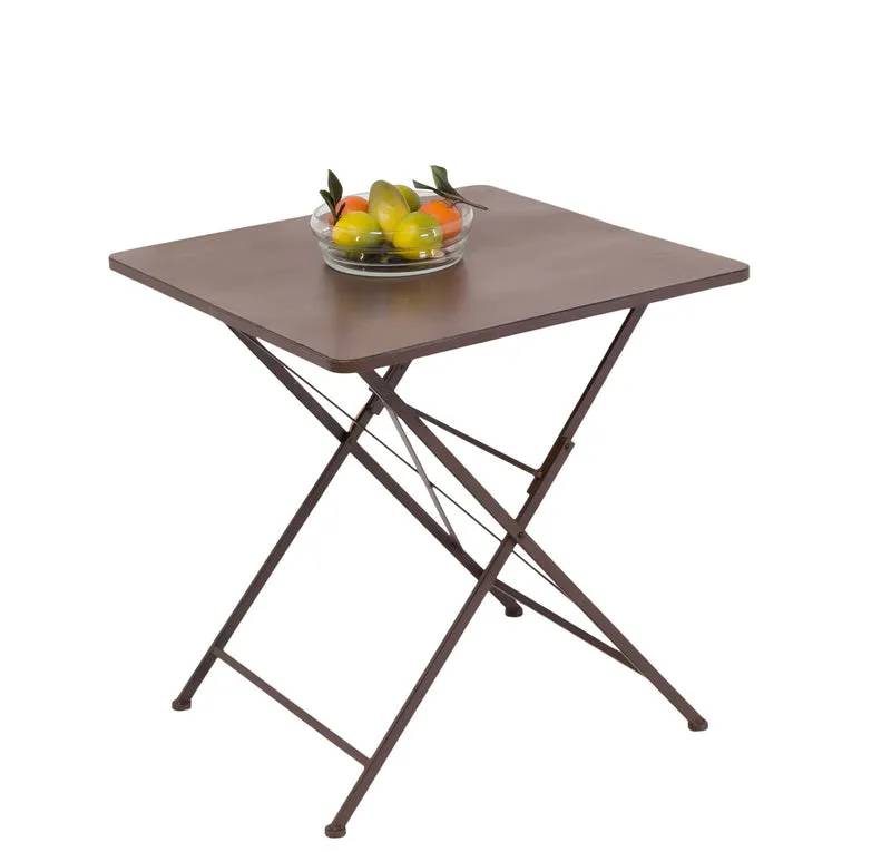 Klapptisch MARIANA 70 x 70 cm Metalltisch antik braun