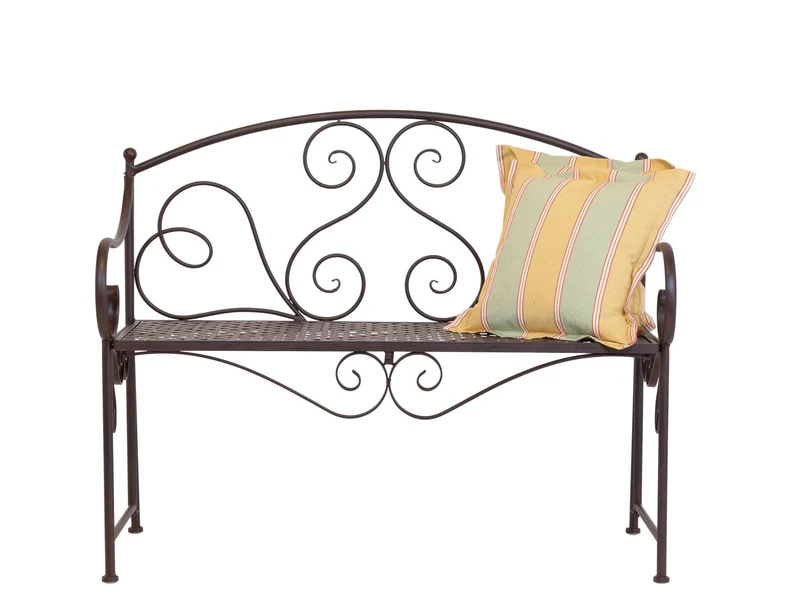Eisenbank RIPASIO Gartenbank mit Armlehne, Metall dunkelbraun antik