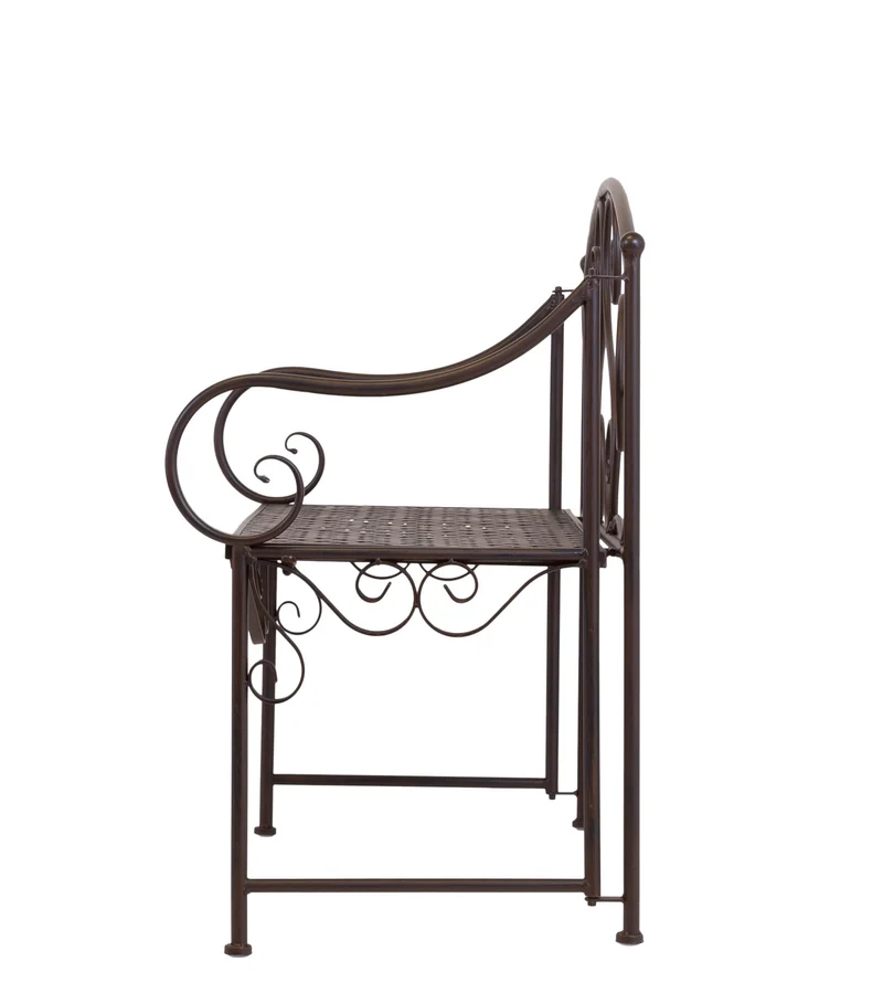 Eisenbank RIPASIO Gartenbank mit Armlehne, Metall dunkelbraun antik