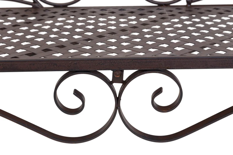 Eisenbank RIPASIO Gartenbank mit Armlehne, Metall dunkelbraun antik