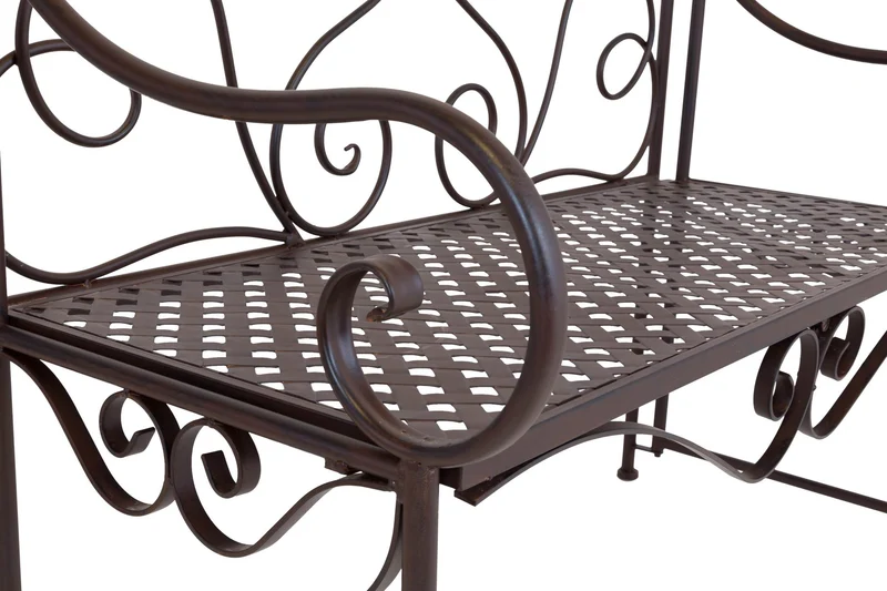 Eisenbank RIPASIO Gartenbank mit Armlehne, Metall dunkelbraun antik