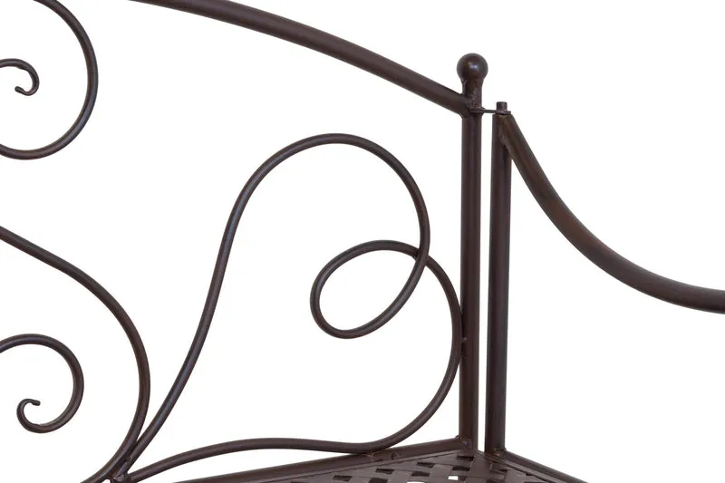 Eisenbank RIPASIO Gartenbank mit Armlehne, Metall dunkelbraun antik