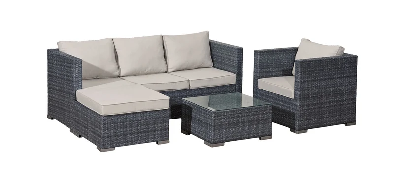 Gartensofa Lounge Sitzgruppe Eckgruppe BAEZA 4-teilig, inkl. Kissen