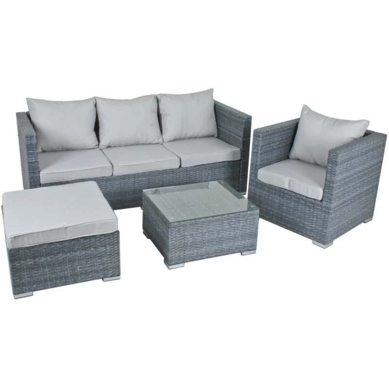 Gartensofa Lounge Sitzgruppe Eckgruppe BAEZA 4-teilig, inkl. Kissen