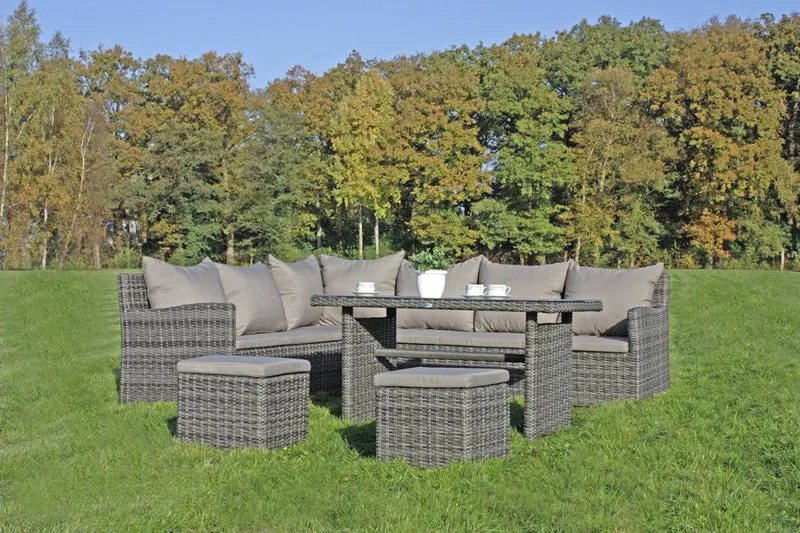 Gartensofa Eckgruppe OVIEDO mit höheren Tisch fast in Esstischhöhe