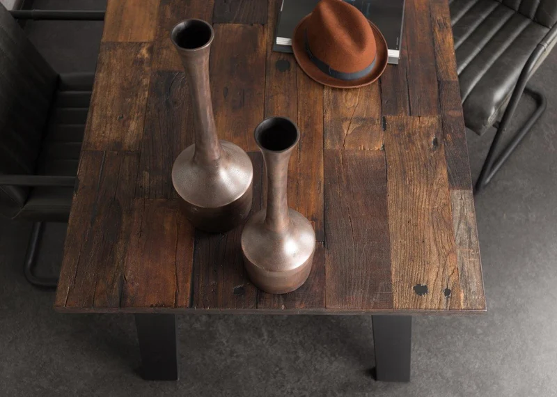 Esstisch CRUDE mit Platte aus alter Ulme 180 x 90 cm von DutchBone