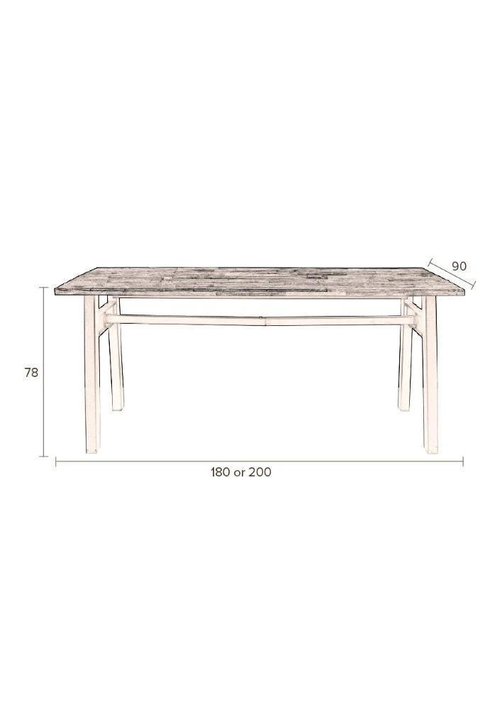 Esstisch CRUDE mit Platte aus alter Ulme 180 x 90 cm von DutchBone