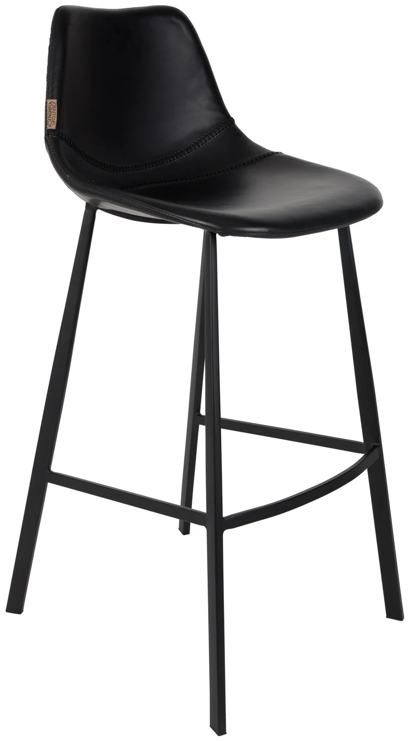 Barhocker FRANKY Kunstleder Vintage schwarz von DutchBone