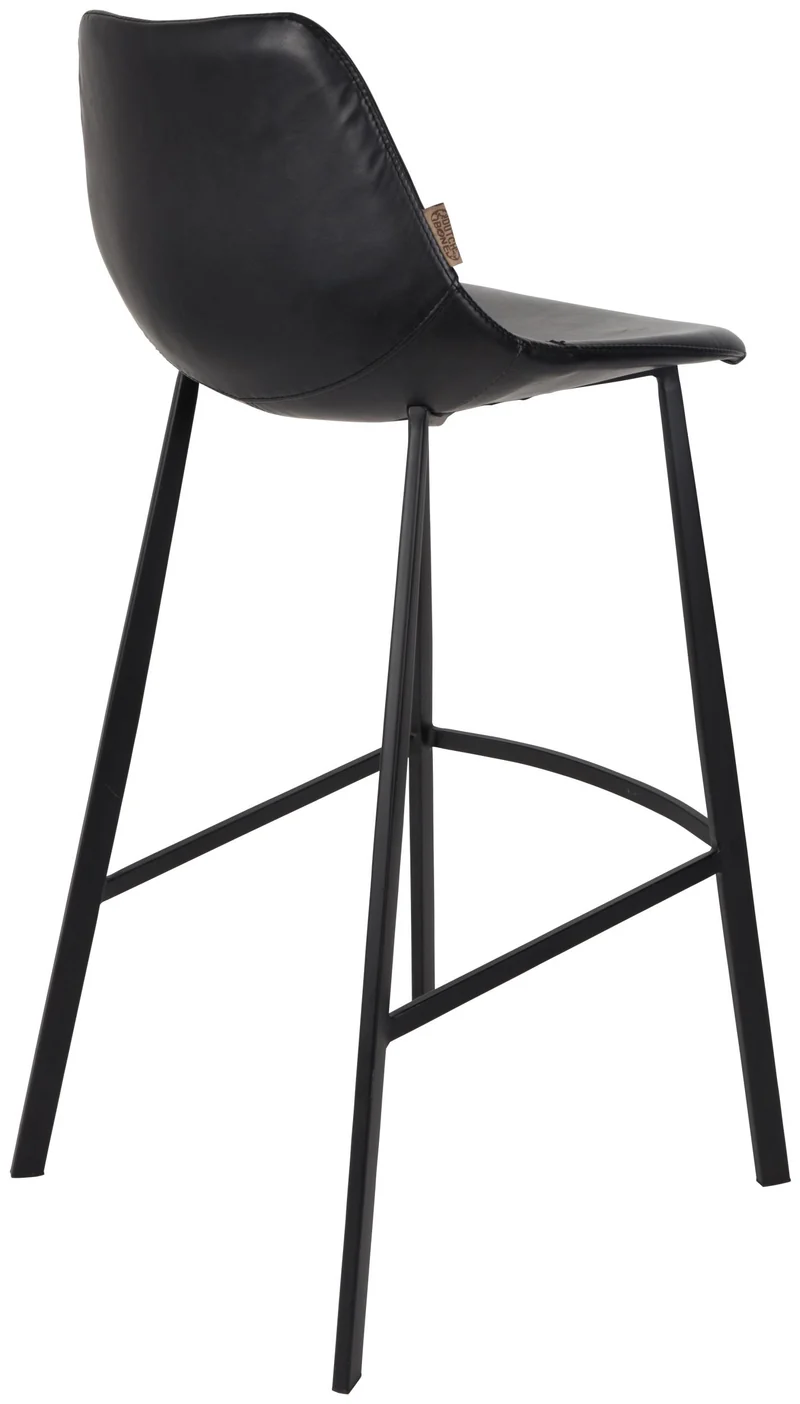 Barhocker FRANKY Kunstleder Vintage schwarz von DutchBone