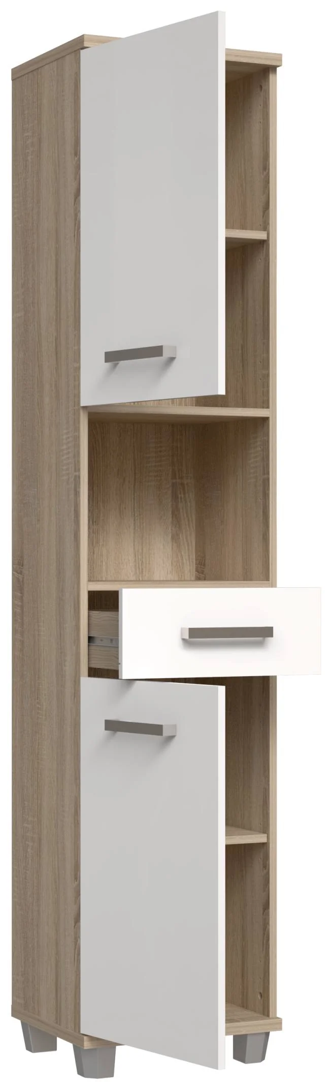 Badezimmer Komplett-Set VERIS 1, 5-tlg., Badmöbel Front weiß Hochglanz
