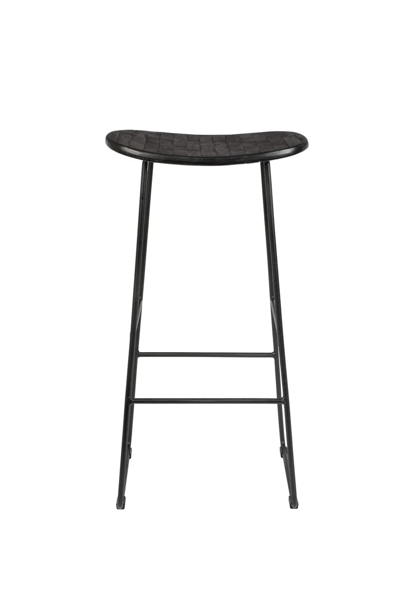Barhocker TANGLE Schwarz - Metall und Teakholz