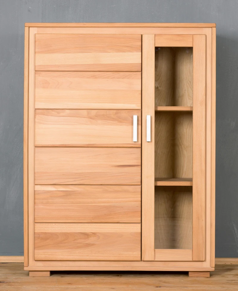 Wohnzimmerschrank Kernbuche massiv geölt, 3-teilig, Genf Set II