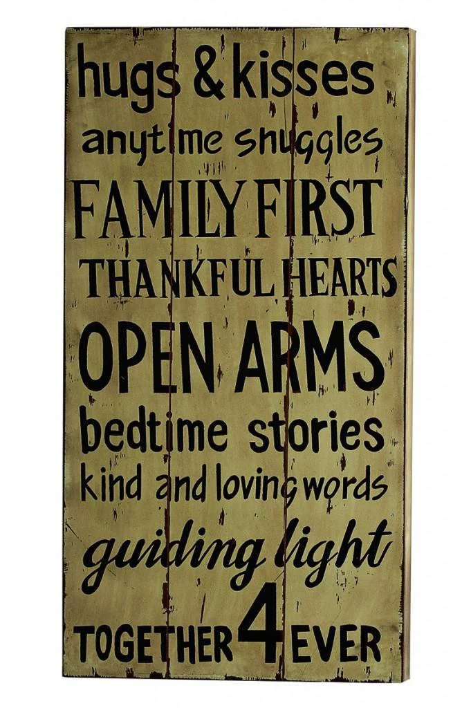 Wall Art Deko Holzschild - "Hugs and kisses" im Vintage Look