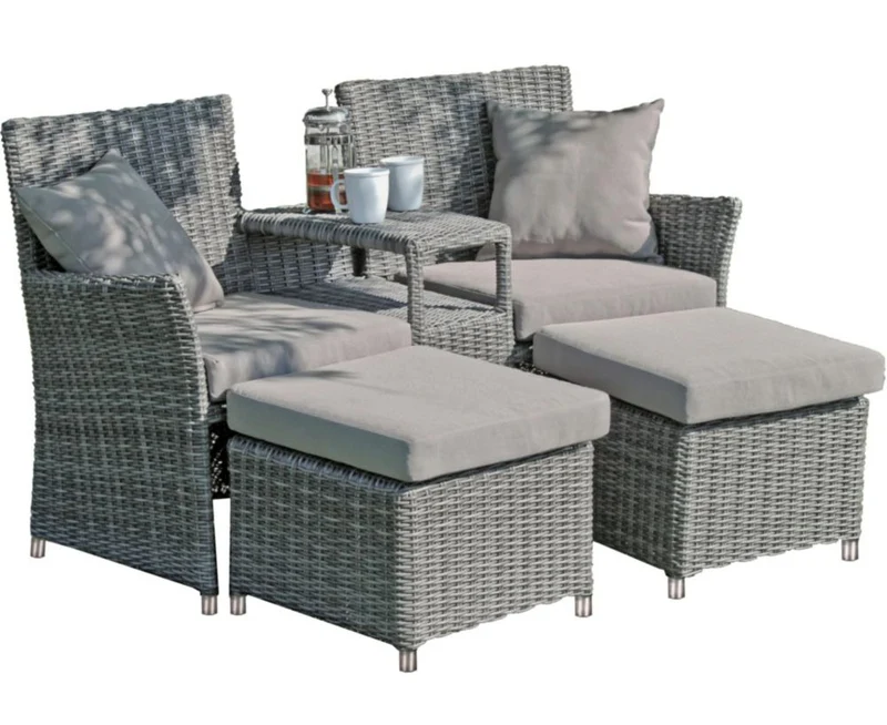 Gartensessel Lounge Doppelsessel Set CALGARY 3-teilig inkl. Kissen