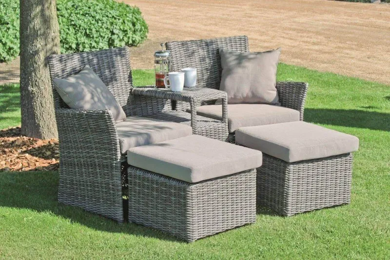 Gartensessel Lounge Doppelsessel Set CALGARY 3-teilig inkl. Kissen