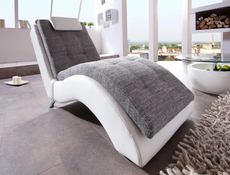 Relaxliege Varese Weiß/Grau | Modernes Design | Liege inkl. Kissen