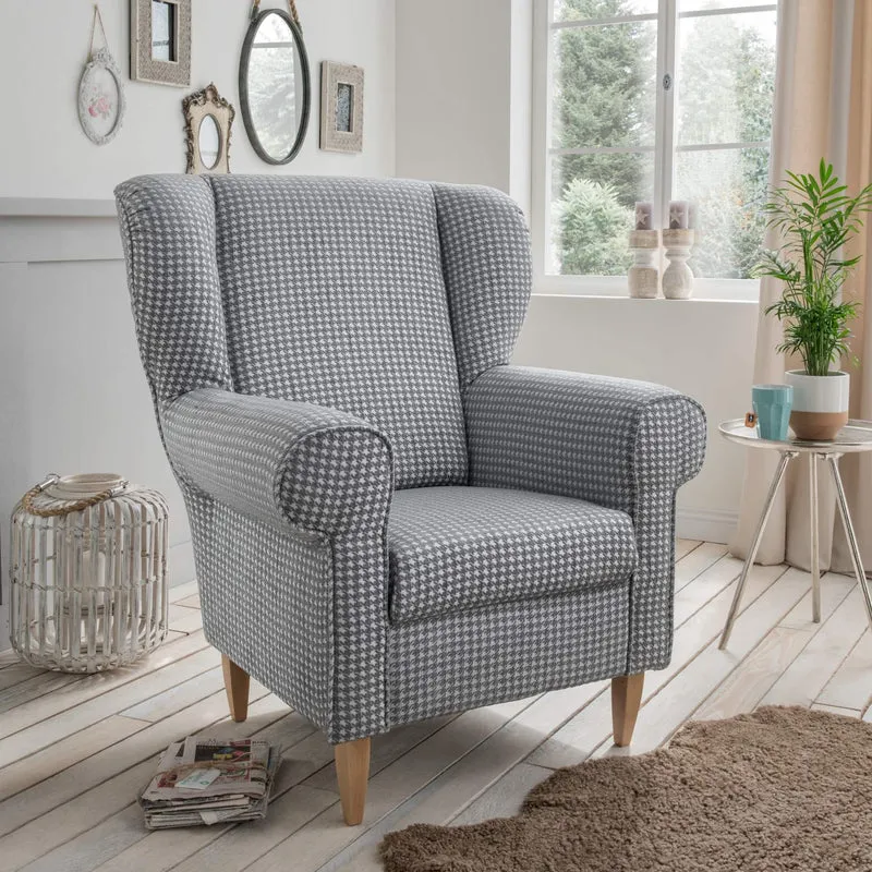 Polstersessel Ohrensessel AVERSA Stoff Talento Grau