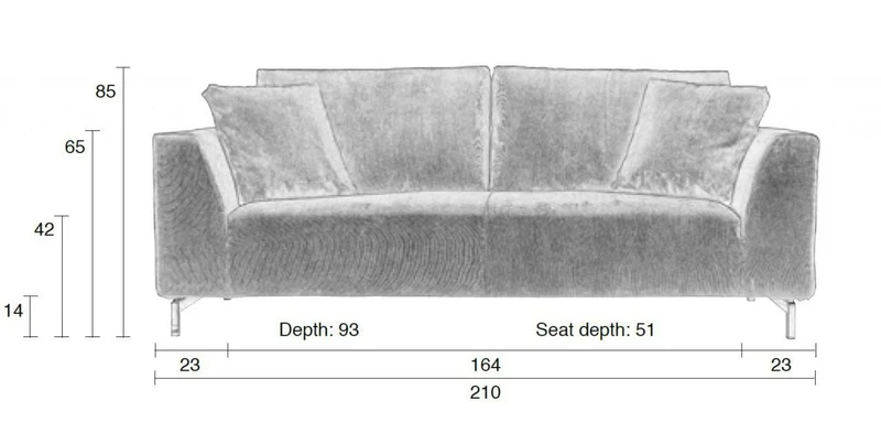 Sofa 3-sitzer DRAGON RIB in grau von Zuiver