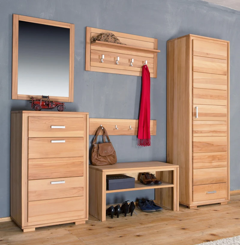 Garderoben Set Kernbuche Massivholz geölt, 6-teilig, Genf III