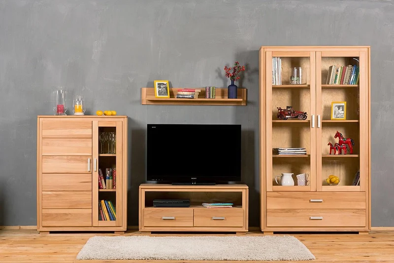 Wandboard 163 cm Kernbuche Massivholz geölt, Genf