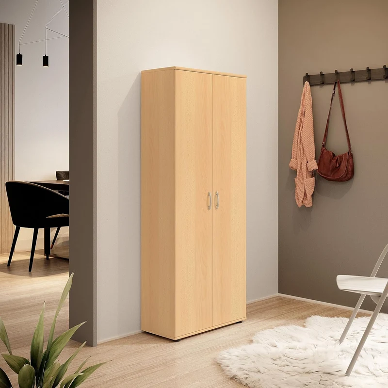 Schuhschrank TALENT für Büro, Keller, Diele, Buche Optik 5 Fächer