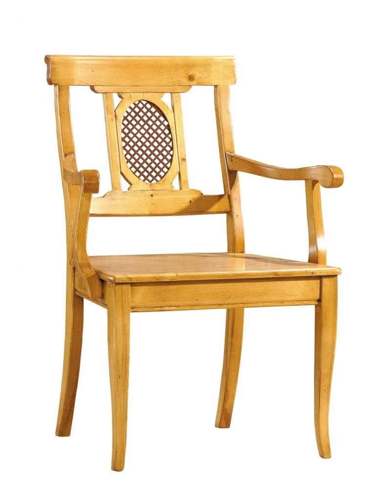Armlehnstuhl Verona Stuhl mit Armlehne, Ziergitter, Fichte massiv