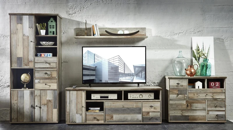Wohnwand Wohnzimmerschrank BONANZA DD81 - Driftwood Nachbildung