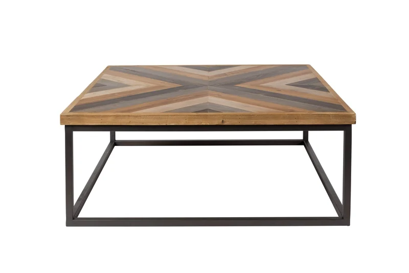 Couchtisch JOY mit farbigen Parkett-Muster 81 x 81 cm