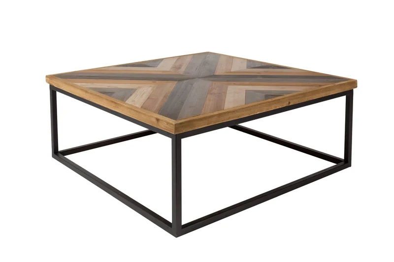 Couchtisch JOY mit farbigen Parkett-Muster 81 x 81 cm