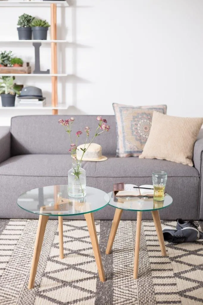 Runder Glas Beistelltisch BROR 2er Set