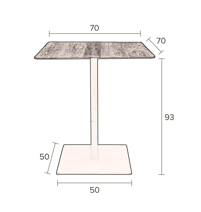 Bistrotisch BRAZA SQUARE BROWN von DUTCHBONE Platte recycelte Eiche
