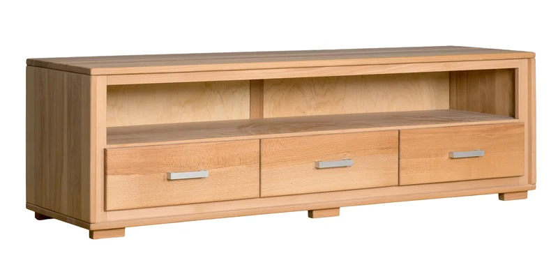 TV-Lowboard 3 Schubladen Kernbuche Massivholz geölt, Genf