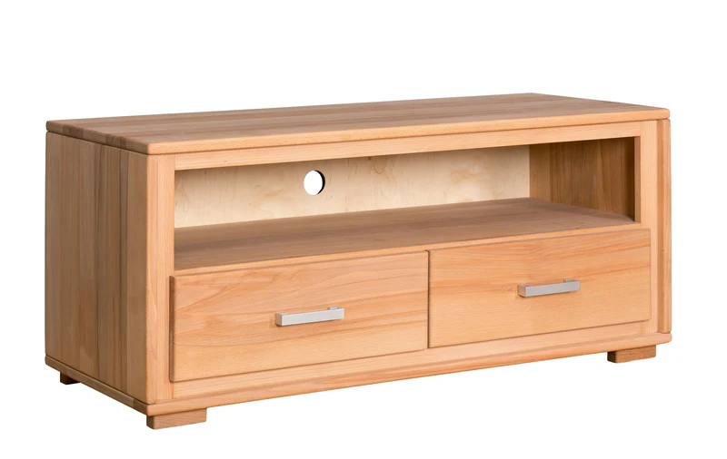 TV-Lowboard 2 Schubladen Kernbuche Massivholz geölt, Genf