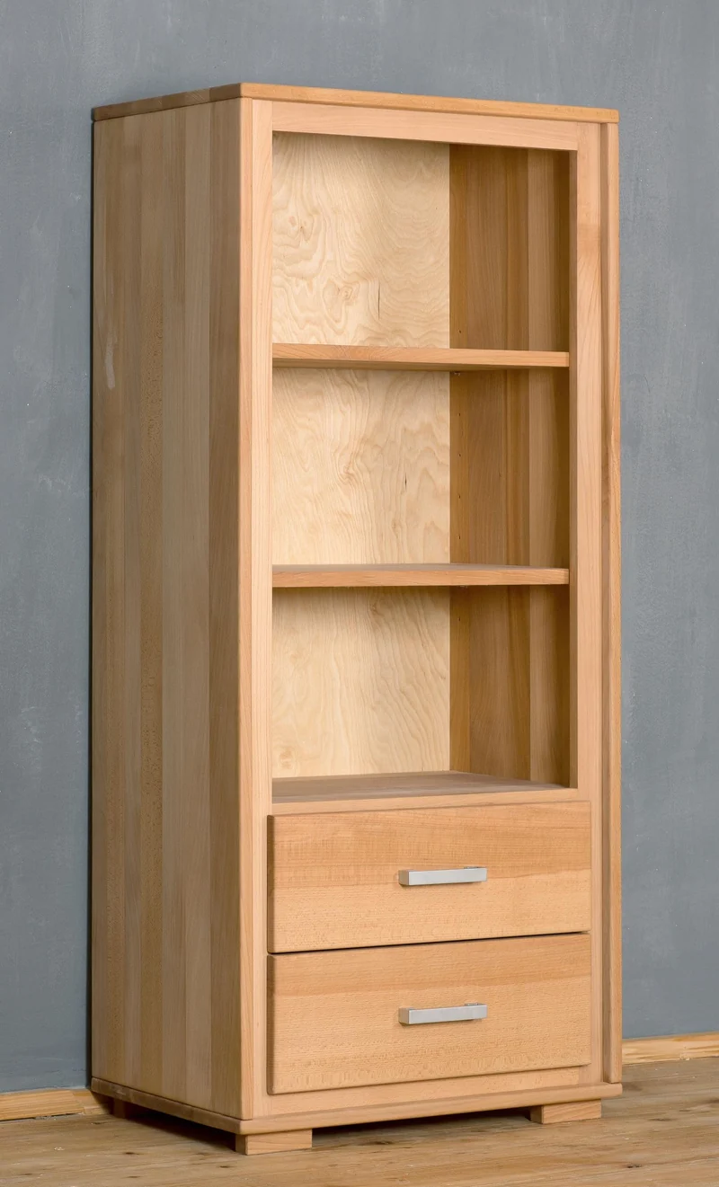 Regal 139 cm, 2 Schubladen, Kernbuche Massivholz geölt, Genf